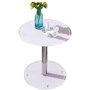 Exquisite Sofa bijzettafel, moderne en eenvoudige salontafel van gehard glas voor kleine appartementen, ronde bijzettafel/hoektafel/telefoontafel (Kleur: Roze)