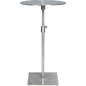 Prachtige salontafel, lichte luxe en verstelbare (50-70cm) bijzettafel, roestvrijstalen bijzettafel/hoektafel (kleur: zilver, maat: ronde tafel)