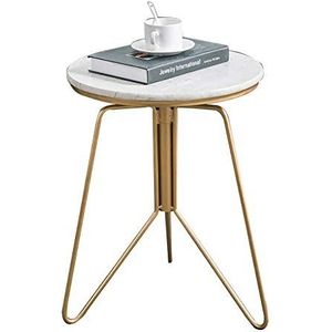 Prachtige salontafel, marmeren bijzettafel met Scandinavische ijzeren kunst/woonkamer hoektafel, creatieve kleine ronde tafel (Kleur: B)