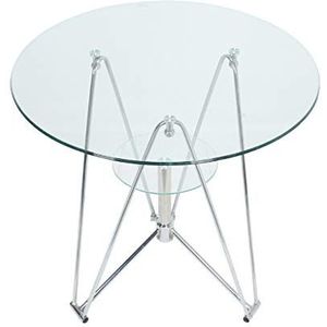Prachtige salontafel, Scandinavische stijl, transparant gehard glas, dubbele kleine ronde tafel, kleine eettafel/onderhandelingstafel (afmetingen: 50X60CM)