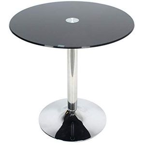Prachtige salontafel, kleine ronde tafel van zwart gehard glas in Scandinavische stijl, eettafel/onderhandelingstafel (afmetingen: 70X70CM)