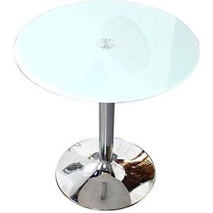 Prachtige salontafel, kleine ronde tafel van wit gehard glas in Scandinavische stijl, kan worden gebruikt als computertafel/onderhandelingstafel (afmetingen: 60X70CM)