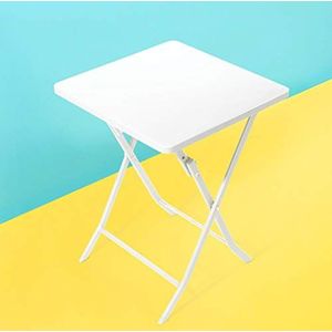 Prachtige klaptafel, draagbare smeedijzeren balkon vierkante studeertafel/salontafel, kleine eettafel voor Scandinavisch huis (55x73cm) (Kleur: Wit)