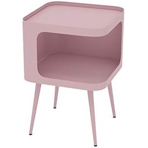 Exquisite Sofa bijzettafel, Scandinavisch modern nachtkastje, vierkante salontafel/ijzeren kunst frosted hoektafel, nachtkastje (Kleur: Roze)