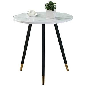 Prachtige salontafel, rond marmeren tafelblad, lichte luxe vrijetijdsonderhandelingstafel in Scandinavische stijl/afternoon tea-tafel (Kleur: Wit, Maat: 70x70cm)