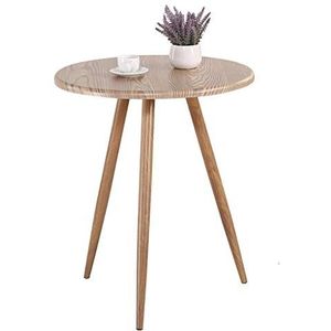 Prachtige salontafel, rond tafelblad met houtnerf, lichte luxe vrijetijdsonderhandelingstafel in Scandinavische stijl/afternoon tea-tafel (Kleur: B, Maat: 80x70cm)