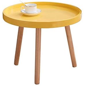 Prachtige salontafel, kleine appartement gele bank bijzettafel, kleine ronde tafel in de woonkamer, massief houten poten, salontafel/theetafel (kleur: C)