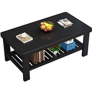 Prachtige massief houten salontafel, kleine woonkamer bijzettafel/eettafel, dubbele zwarte grenen vierkante lage tafel (afmetingen: 60X50X50CM)