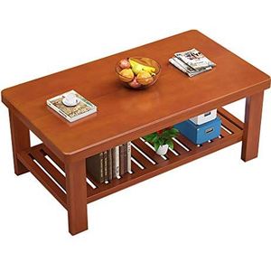 Prachtige massief houten salontafel, kleine woonkamer bijzettafel/eettafel, dubbele honingkleurige grenen lage tafel (afmetingen: 100X50X50CM)
