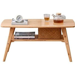 Prachtige salontafel in Japanse stijl, opvouwbare Kungfu-theetafel voor klein appartement, eenvoudige woonkamer dubbellaagse salontafel in houtkleur (afmetingen: 100X60X50CM)