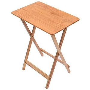 Prachtige klaptafel, vierkant massief houten bureau/computerbureau, draagbare rubberen houten salontafel/computerbureau (natuurlijke houtkleur) (Kleur: 48X36X65CM)