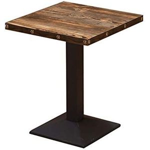Prachtige salontafel, Amerikaanse retro vierkante zwarte standaard bijzettafel/bartafel (60x60x75cm) (Kleur: F)