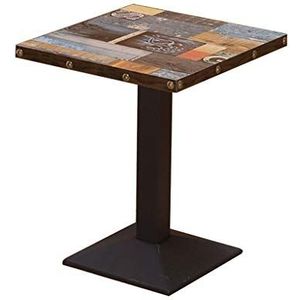Prachtige salontafel, Amerikaanse retro vierkante zwarte standaard bijzettafel/bartafel (60x60x75cm) (Kleur: A)