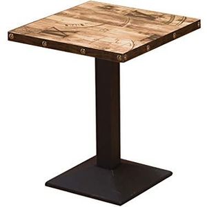 Prachtige salontafel, Amerikaanse retro vierkante zwarte standaard bijzettafel/bartafel (60x60x75cm) (Kleur: C)