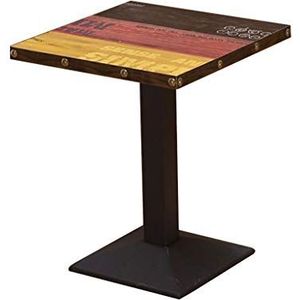 Prachtige salontafel, Amerikaanse retro vierkante zwarte standaard bijzettafel/bartafel (60x60x75cm) (Kleur: B)