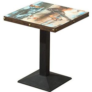 Prachtige salontafel, Amerikaanse retro-stijl vierkante zwarte standaard bijzettafel/bartafel (60x60x75cm) (Kleur: A)