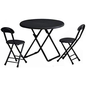 Prachtige klaptafel, thuisbasis van de ronde zwarte houten eettafel, draagbare salontafel/picknicktafel voor buiten (afmetingen: 70CM+stoel)