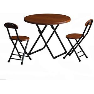Prachtige klaptafel, thuisbasis van de ronde bruine houten eettafel, draagbare salontafel/picknicktafel voor buiten (afmetingen: 70 cm + stoel)