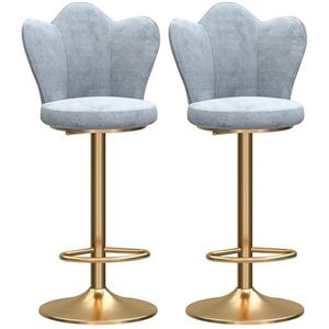 Luxe verstelbare barkrukken set van 2 met schelprug, moderne fluwelen barkrukken stoelen armloos voor keukeneiland pub bar eetkamer