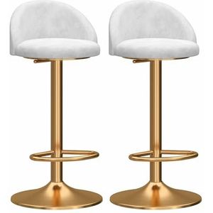 Luxe verstelbare 65-80cm barkrukken set van 2 fluweel - Touch stof armloze tegenhoogte stoelen voor keuken, eetkamer