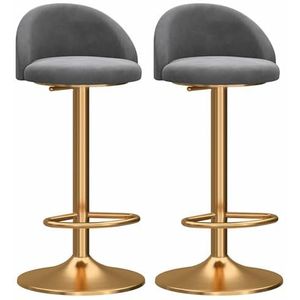 Luxe verstelbare 65-80cm barkrukken set van 2 fluweel - Touch stof armloze tegenhoogte stoelen voor keuken, eetkamer