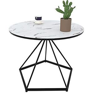 Prachtige salontafel, Europese smeedijzeren tafel, ronde marmeren tafel in de woonkamer, afternoon tea tafel/computertafel (Φ50x50cm) (Kleur: A)