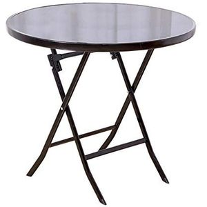 Prachtige klaptafel, ronde eettafel van zwart gehard glas, kleine salontafel op een openluchtbalkon, multifunctionele kleine tafel voor huishoudelijk gebruik (afmetingen: 60x68cm)