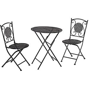 Prachtige klaptafels en stoelen (1 tafel en 2 stoelen), smeedijzeren salontafel voor buiten, Europese retro balkon/terras/tuin draagbare kleine ronde tafel (kleur: C)