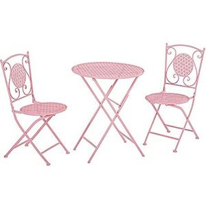 Prachtige klaptafels en stoelen (1 tafel en 2 stoelen), smeedijzeren salontafel voor buiten, Europese retro balkon/terras/tuin draagbare kleine ronde tafel (kleur: D)