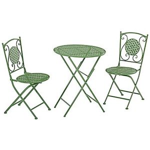 Prachtige klaptafels en stoelen (1 tafel en 2 stoelen), smeedijzeren salontafel voor buiten, Europese retro balkon/terras/tuin draagbare kleine ronde tafel (kleur: B)