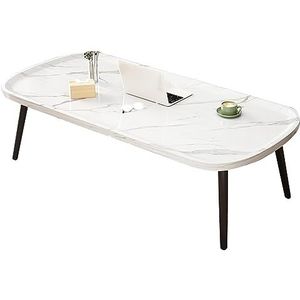Prachtige salontafel, 100/120 cm rechthoekige bijzettafel, lage tafel, middentafel voor woonkamer en kantoor, houten look accenttafel, eenvoudig te monteren (afmetingen: 100 * 50 * 48 cm, kleur: C)