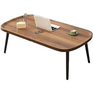 Prachtige salontafel, 100/120 cm rechthoekige bijzettafel, lage tafel, middentafel voor woonkamer en kantoor, houten look accenttafel, eenvoudig te monteren (afmetingen: 120 * 60 * 48 cm, kleur: A)