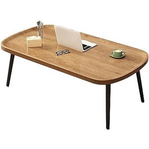 Prachtige salontafel, 100/120 cm rechthoekige bijzettafel, lage tafel, middentafel voor woonkamer en kantoor, houten look accenttafel, eenvoudig te monteren (afmetingen: 100 * 50 * 48 cm, kleur: B)