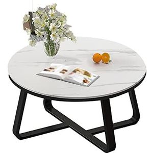 Prachtige salontafel voor de woonkamer, ronde marmeren lage tafel 50/60cm moderne cocktailtafels thuiskantoor slaapkamer banktafels stabiel en duurzaam (afmetingen: 60 * 60 * 45 cm, kleur: zwart)
