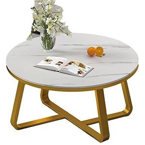 Prachtige salontafel voor de woonkamer, ronde marmeren lage tafel 50/60cm moderne cocktailtafels thuiskantoor slaapkamer banktafels stabiel en duurzaam (afmetingen: 60 * 60 * 45 cm, kleur: goud)