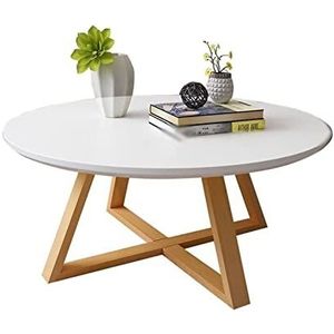 Prachtige salontafel, Scandinavische bijzettafel 50/60/70/80cm ronde houten banktafel Stevige en duurzame lage eettafel voor woonkamer hotelkantoor, wit/grijs/blauw/geel (afmetingen: 80 * 80 * 45 cm,