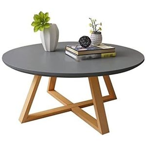 Prachtige salontafel, Scandinavische bijzettafel 50/60/70/80cm ronde houten banktafel Stevige en duurzame lage eettafel voor woonkamer hotelkantoor, wit/grijs/blauw/geel (afmetingen: 80 * 80 * 45 cm,