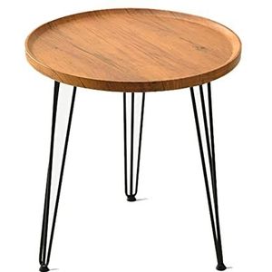 Prachtige salontafel. Kleine ronde tafel, lichtgewicht opbergtafel, eenvoudig te monteren bijzettafel met metalen poten, houten eettafel voor eten, schilderen, werken (afmetingen: 50 * 50 * 50 cm, kle