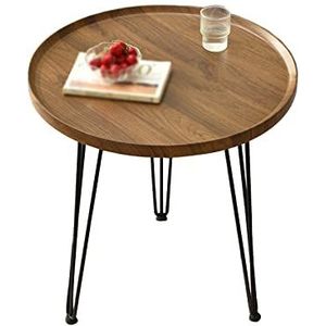 Prachtige salontafel. Kleine ronde tafel, lichtgewicht opbergtafel, eenvoudig te monteren bijzettafel met metalen poten, houten eettafel voor eten, schilderen, werken (afmetingen: 50 * 50 * 50 cm, kle