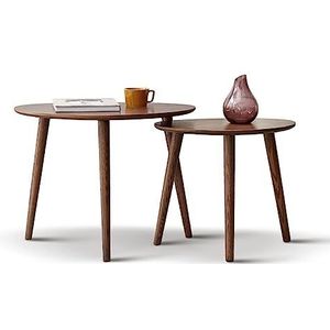 Prachtige salontafel, set van 2 houten ovale tafels, stapelbare banktafels, nestbare bijzettafel, ruimtebesparende tafel voor de woonkamer, eenvoudig te monteren (afmetingen: 50 cm + 65 cm, kleur: B)