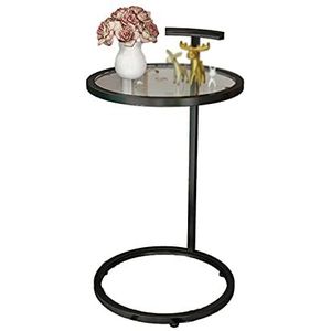 Exquise Home Sofa Tafel, Enkel Glas Ronde Bijzettafel Woonkamer Kantoor Slaapkamer Snack Rack Hoektafel Mobiele Salontafel (Afmetingen: 38 * 38 * 70CM, Kleur: Zwart)