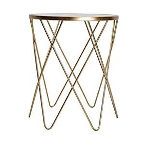 Prachtige glazen kleine ronde tafel, thuis metalen eettafel woonkamer slaapkamer nachtkastje balkon vrije tijd salontafel (afmetingen: 50 * 50 * 60CM, kleur: goud)