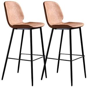 Luxe moderne toonbank hoge bar krukken stoelen set van 2, gestoffeerde PU lederen accent barkrukken met metalen poten voor eetkamer keuken pub café