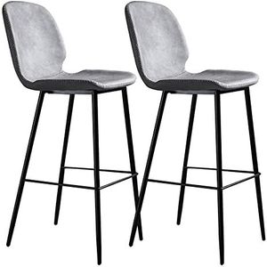 Luxe moderne toonbank hoge bar krukken stoelen set van 2, gestoffeerde PU lederen accent barkrukken met metalen poten voor eetkamer keuken pub café