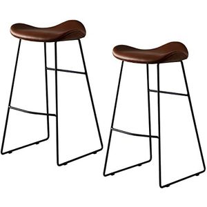 Luxe barkrukken set van 2 PU lederen barkruk hoge rugleuning gestoffeerd moderne barkrukken barkruk stoelen voor eetkamer/thuisbar/keuken
