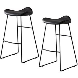 Luxe barkrukken set van 2 PU lederen barkruk hoge rugleuning gestoffeerd moderne barkrukken barkruk stoelen voor eetkamer/thuisbar/keuken