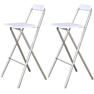 Luxe set van 2 barkrukken inklapbaar plaatmateriaal met hoge dichtheid, moderne barstoelen zware metalen basis met rugleuning, industriële stapelbare metalen stoelen