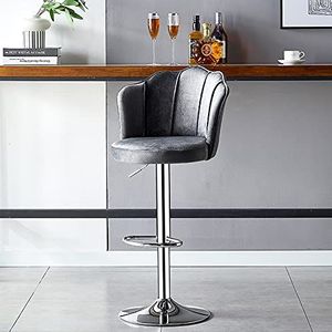 Luxe casual en modieuze hoge stoel barkruk, hoge rugleuning, flanel zitoppervlak, SGS luchtstang, verstelbare zithoogte (55~77 cm), geschikt voor bartellers, enz.