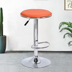 Luxe hoge stoel barkruk, eenvoudig rond, draaibaar en hefbaar, PU-zitoppervlak, SGS luchtstang, verstelbare zithoogte (55~75 cm), geschikt voor bartellers, enz. (7 kleuren)
