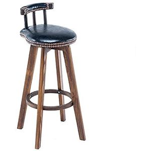 Luxe barkrukken, oliewas lederen kussen en houten beugel barkrukken Scandinavische minimalistische stijl barstoelen binnen-buiten tegenhoogte krukken (1 stuks)